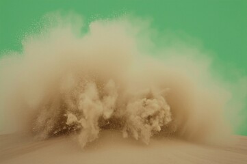 Naklejka premium Desert sand explosion, green screen, VFX, dust cloud