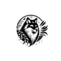 Fototapeta premium Majestic Wolf Head Emblem with Tribal Elements.