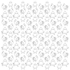 Black and White Chick Illustration, Cute Chick Line Art