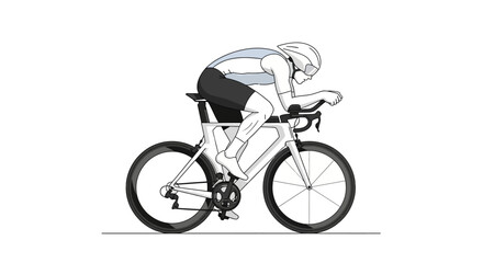 Cyclist illustration. Professional athlete riding a racing bike in aerodynamic position. Vector illustration.