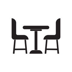 table and chair flat icon vector