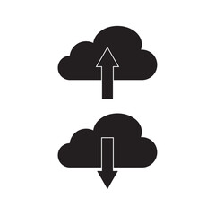 flat cloud icon vector with incoming and outgoing arrows