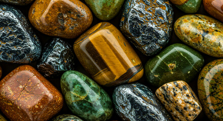 Close-Up of Multicolored Raw Gemstones