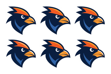 Vector art of a set of eagle head icons isolated on white background features a bold and simple design