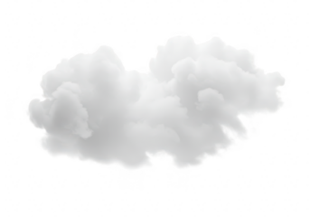 A single fluffy white cloud isolated on a plain transparent background
