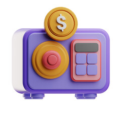 Colorful 3D Piggy Bank with Calculator
