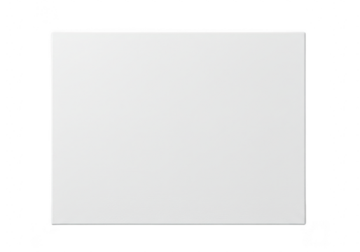 A plain white square surface isolated on a transparent background