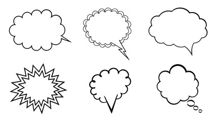 Set of Hand Drawn Speech Bubbles on tranparent background