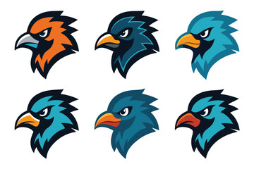 Naklejka premium Vector art of a set of eagle head logos features a fierce and modern design aesthetic