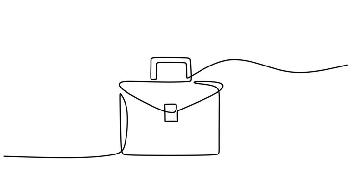 Continuous line drawing of a briefcase, minimalist vector art for business and career.