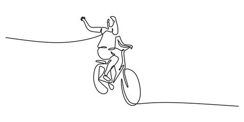 Cyclist in motion one line drawing, capturing balance, energy, and urban travel.
