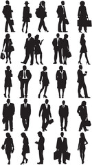 silhouettes of people working group of standing business people vector