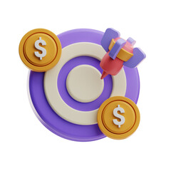 Financial Target with Rocket and Coins