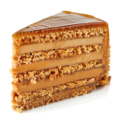 Layered Caramel Cake Slice with Crumbly Texture