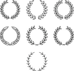 Classic to Modern Laurel Wreath Evolution Icons  Victory Emblems in Line Art