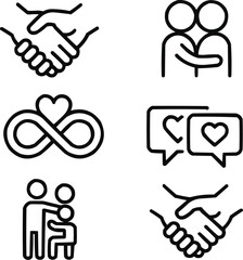 Connection & Emotion Line Art Symbols  Affection, Unity, and Togetherness