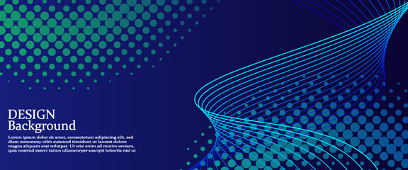 Abstract dark blue banner template. Vector minimal wavy line background