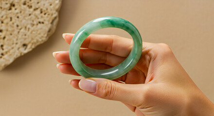Modern Jade Bangle Ad with Clean Hand Presentation