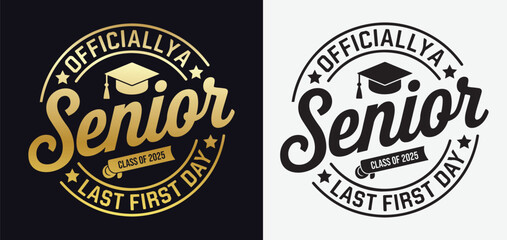 Officially a Senior Class of 2026 Last First Day SVG Design with Playful Typography and School Theme Elements