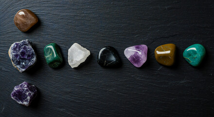 Naklejka premium Raw Energy Stones on Natural Surface