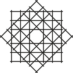 Geometric black and white pattern with intersecting lines forming a symmetrical design vector