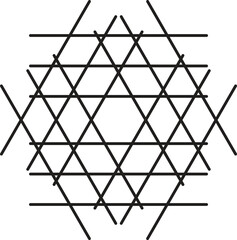 A geometric design composed of intersecting lines forming a hexagonal pattern vector