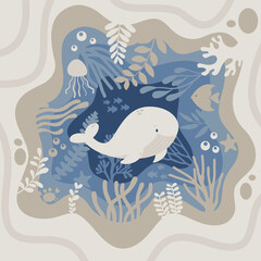 vector illustration of an abstract background with fishes