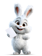 white rabbit on white background