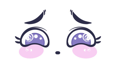 Set Hand drawn flat design kawaii face collection