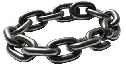 Obraz premium Metal chain links interconnected security concept isolated on transparent background