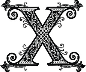 Download vector ornate letter x design element for graphic design and typography projects free