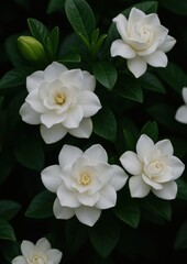 Elegant white gardenia blossoms