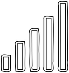 Obraz premium Hand-drawn illustration of a signal strength indicator, showing increasing bars from left to right.
