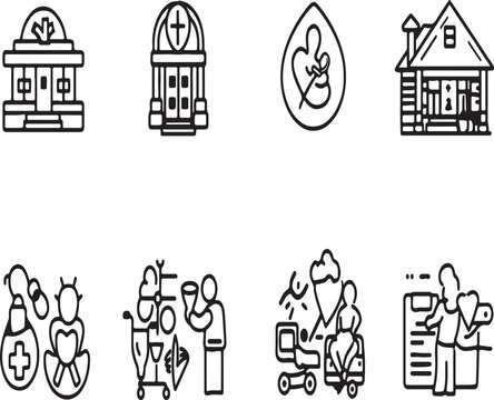 Childcare and Family Services Line Icons Set