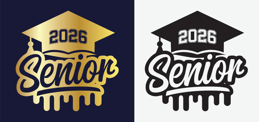  Modern Senior 2026 SVG Design with Bold Typography and Graduation Theme Elements