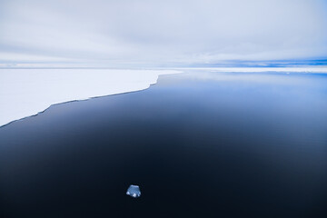 Floating ice on the ocean with cloud reflection in the arctic of Svalbard, Norway  © Reto Ammann