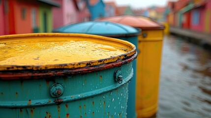 Colorful reflections: vibrant Bo-Kaap barrels create a unique waterscape scene