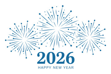 Happy New Year 2026 Fireworks – Bright Celebration Firework Explosion with Sparkles and Light Bursts Isolated on White for Festive Party and Holiday Design

