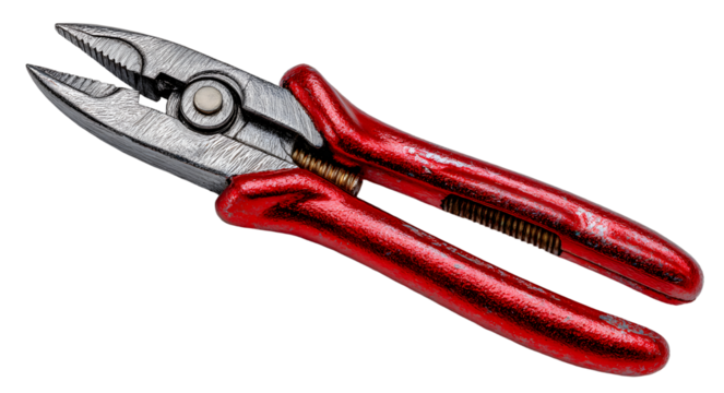 Close-up of a pair of pliers on a white background, showcasing the tool's design and functionality for DIY projects