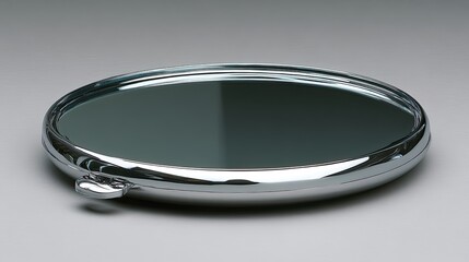 Elegant Chrome Tray with Reflective Surface and Subtle Detailing for Serving