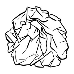 Simple Lineart Crumpled Paper Ball Waste Shape Icon Element