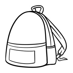 Simple Outline School Backpack Design Element Isolated on White Background