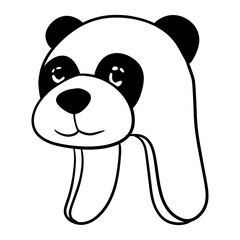Outline Handdrawn Panda Head Minimalist Silhouette Style for Kids Illustration