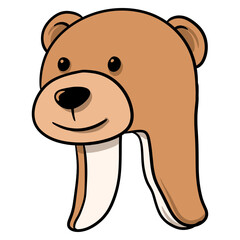 Cartoon Flat Illustration Brown Bear Hat Winter Warm Headwear Clothing
