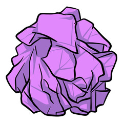Obraz premium Cartoonish Handdrawn Crumpled Purple Paper Ball Waste Illustration