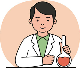 Fototapeta premium Scientist with flask conducting experiment in laboratory research setting