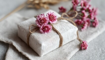 Gift box adorned with pink flowers