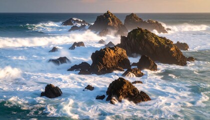 Rocky coast at sunset
