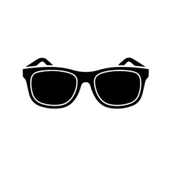 Simple black and white illustration of a pair of sunglasses, isolated.