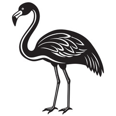 Cute Pink Flamingo Standing on One Leg - Vector Illustration